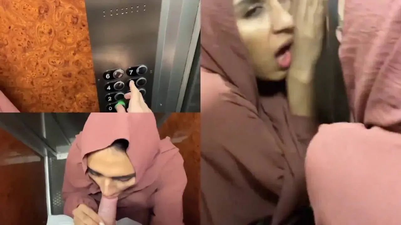 Telugu new sex videos Sultry Arab hijab girl in the elevator, blowing her nose and fucking